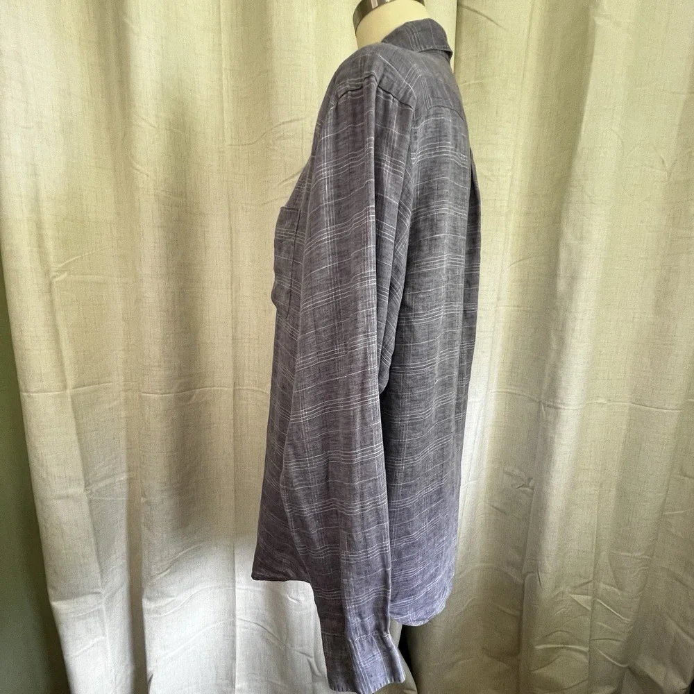 Banana Republic Shirt Mens  Sz Large Gray‎ Linen Factory Store Button Down